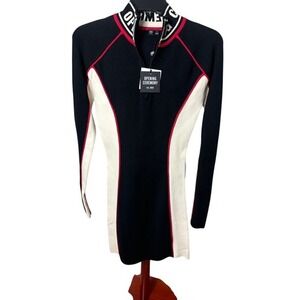 NWT‎ Opening Ceremony Sweater Dress Red Black Cream Bodycon Women's Size Medium